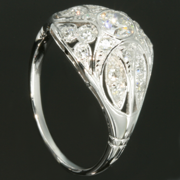 Diamonds covered low domed platinum estate ring early 20th century (image 10 of 16)